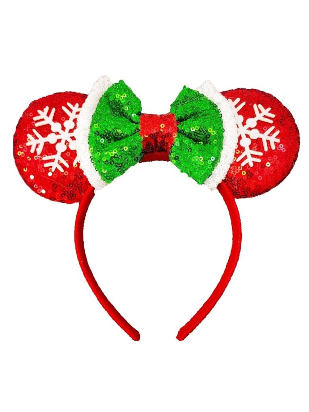 Women Snow Sequin Polyester Shiny Bows Mickey Mouse Headband